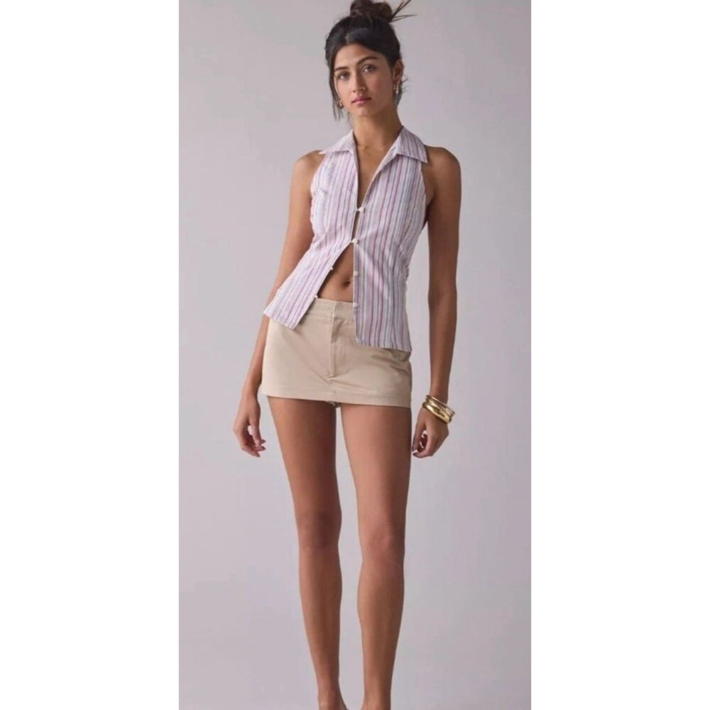 Urban Outfitters UO Party Girl Sleeveless Shirt Vest Sz S Stripe Vineyard $45